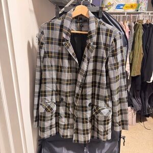 Forever 21 Checkered Blazer in Black and Yellow